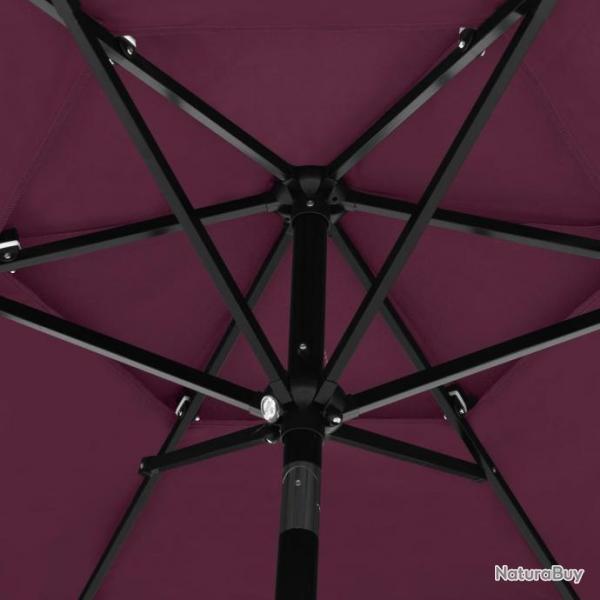 Parasol  3 niveaux avec mt en aluminium Bordeaux 2,5 m