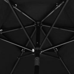 Parasol à 3 niveaux avec mât en aluminium Noir 2,5 m 313866