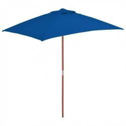 Parasol d'extérieur avec mât en bois Bleu 150x200 cm 313885