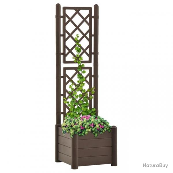 Jardinire avec treillis 43x43x142 cm PP Moka 313980