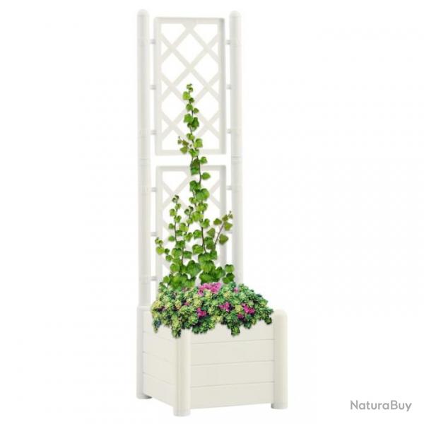 Jardinire avec treillis 43x43x142 cm PP Blanc 313979