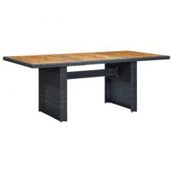 Table de jardin Gris foncé Résine tressée et bois d'acacia 313310