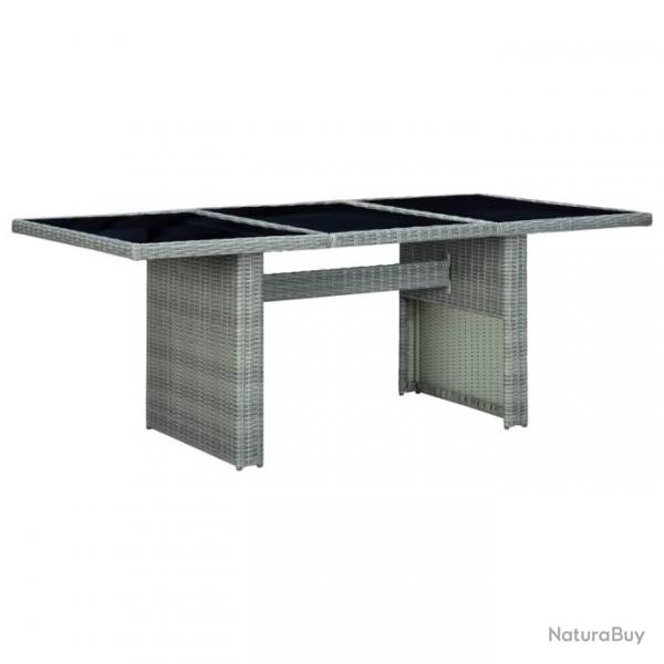 Table de jardin Gris clair Rsine tresse et verre tremp 313311