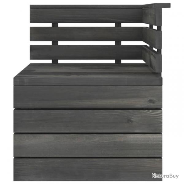 Canap palette d'angle de jardin Bois de pin massif Gris fonc 315419