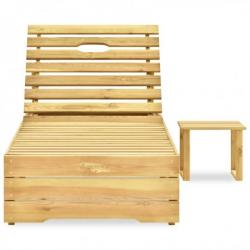 Chaise longue avec table Bois de pin imprégné de vert 315401