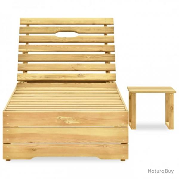 Chaise longue avec table Bois de pin imprgn de vert 315401
