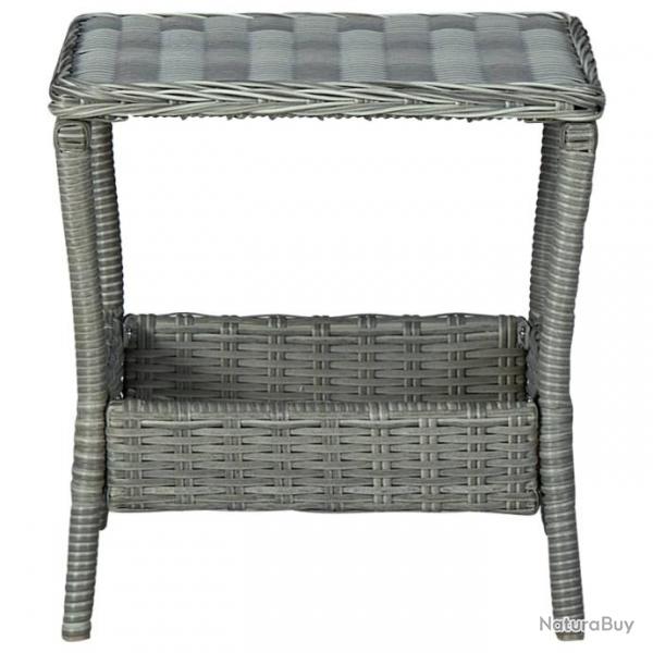 Table de jardin Gris clair 45x45x46,5 cm Rsine tresse 313307