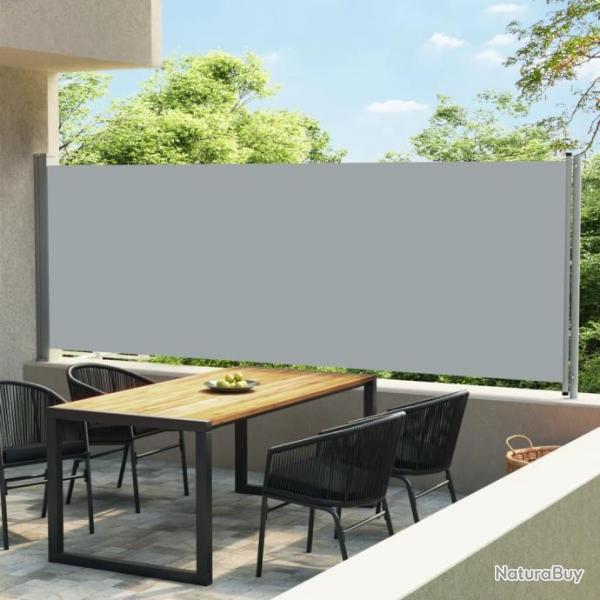 Auvent latral voile rtractable de patio 600x160 cm Gris 313379