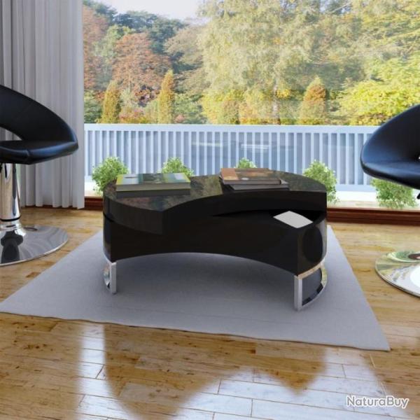 Table basse  forme rglable Haute brillance Noir 240425