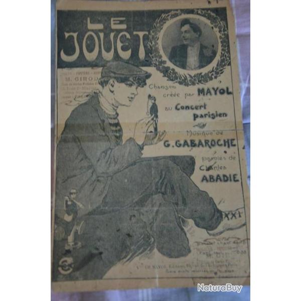 2 feuillets, partition titre "Le jouet" cre par Mayol