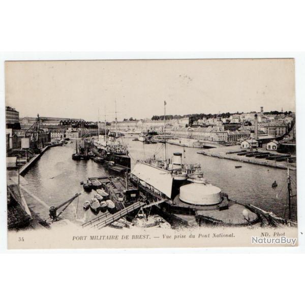 CPA -  Port Militaire  De BREST - Vue prise du Pont National N1243