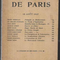 revue de paris 1937 , 5 numéros , 9, 14,15,16, 20