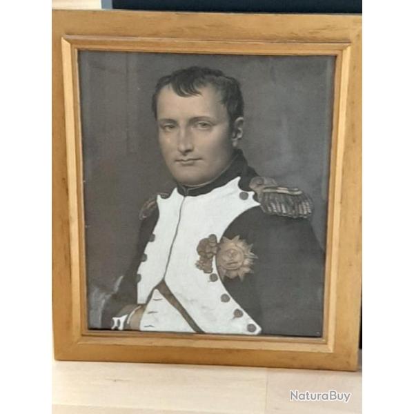 Grand portrait de Napolon 49,5 x 59,5 cm d'aprs Jacques Louis David 1812. Sur papier rehauss.