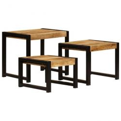 Tables gigognes 3 pcs Bois solide de manguier 247404