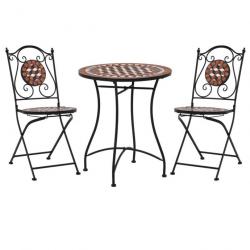 Mobilier de bistro 3 pcs mosaïque Carreau céramique Terre cuite