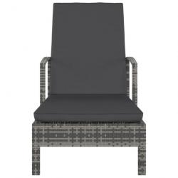 Chaise longue avec accoudoirs Résine tressée Gris 48126