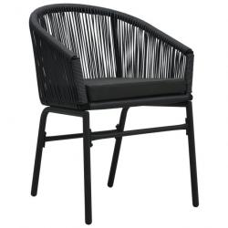 Chaises de jardin 2 pcs Noir Rotin PE