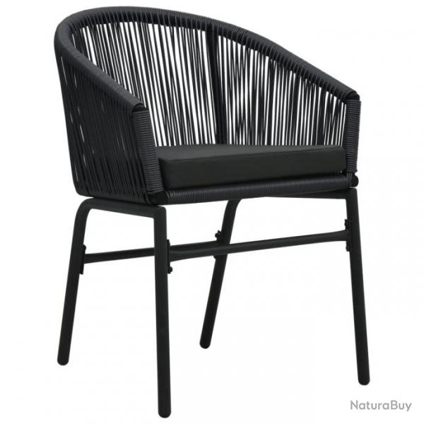 Chaises de jardin 2 pcs Noir Rotin PE