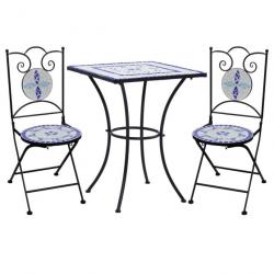 Mobilier de bistro 3 pcs mosaïque Carreau céramique Bleu Blanc 279413