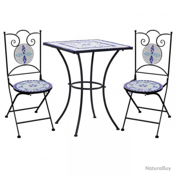 Mobilier de bistro 3 pcs mosaque Carreau cramique Bleu Blanc 279413