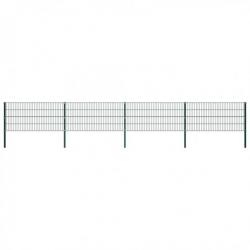 Panneau de clôture avec poteaux Fer 6,8 x 0,8 m Vert 278607