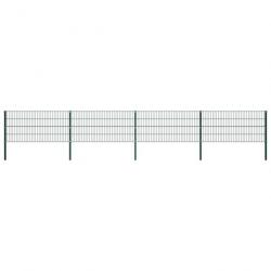 Panneau de clôture avec poteaux Fer 6,8 x 0,8 m Vert 278607