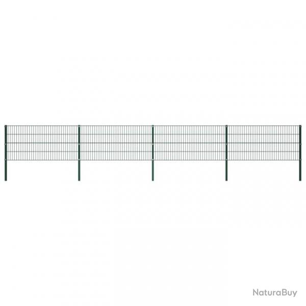 Panneau de clture avec poteaux Fer 6,8 x 0,8 m Vert 278607