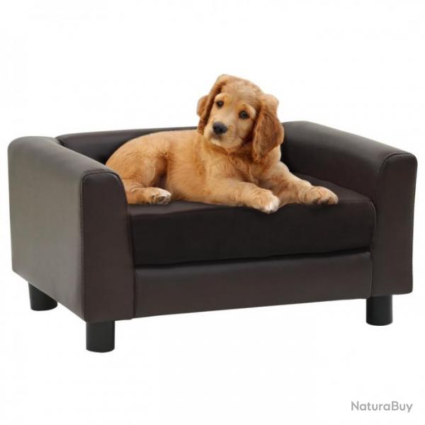 Canap pour chien Marron 60x43x30 cm Peluche et similicuir 170961