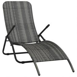 Chaise longue pliable Résine tressée Gris 48128