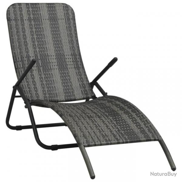 Chaise longue pliable Rsine tresse Gris 48128