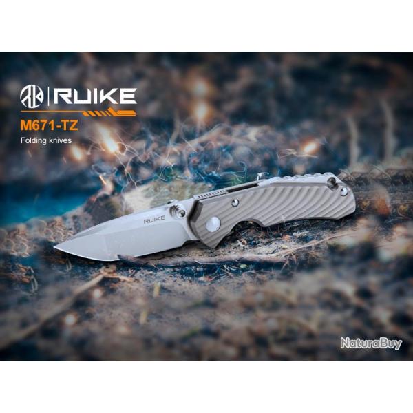 Couteau Ruike M671-TZ Manche Titane Lame Acier 154CM IKBS Framelock Clip RKEM671TZ