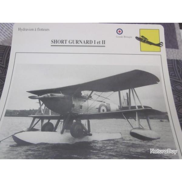 FICHE  AVIATION  TYPE  hydravion a flotteurs   /   SHORT GURNARD I / II  G BRETAGNE