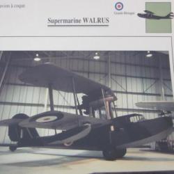 FICHE  AVIATION  TYPE  hydravion a  coque   / SUPERMARINE WALRUS G BRETAGNE