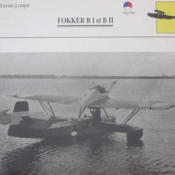 FICHE  AVIATION  TYPE  hydravion a coque    / FOKKER B I ET B II  PAYS BAS