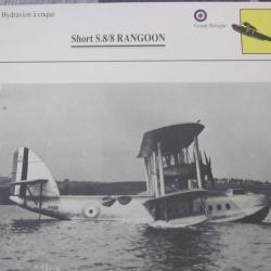 FICHE  AVIATION  TYPE  hydravion a coque   / SHORT S 8 / 8 RANGOON  G BRETAGNE