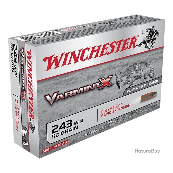 Winchester .243 Win. Varmint-X 58 gr Bote de 20