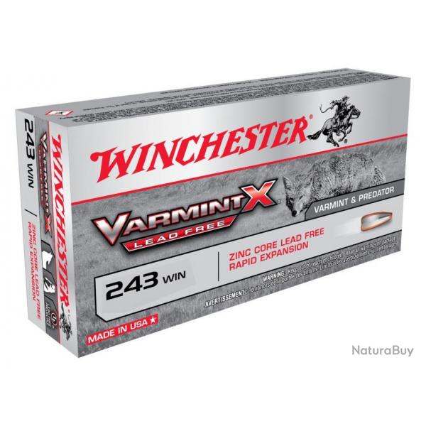Winchester Varmint-X Lead Free .243 Win. 55 gr sans plomb Bote de 20