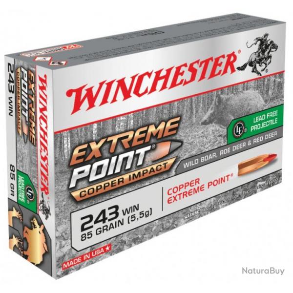 Winchester .243 Win. Extreme Point Copper Impact 85 gr sans plomb Bote de 20