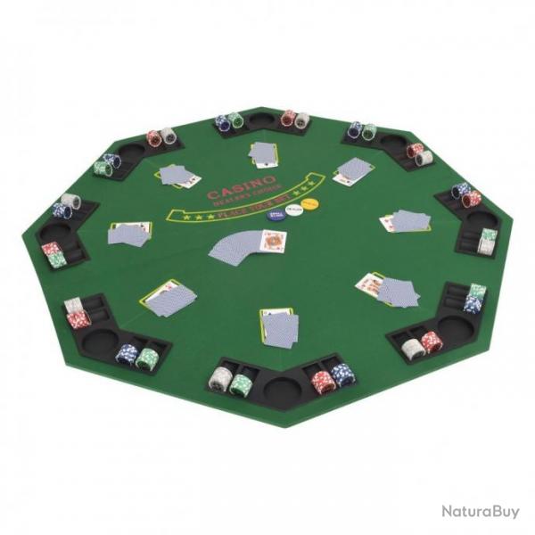Dessus de table de poker pour 8 joueurs 2 plis Octogonal Vert 80209
