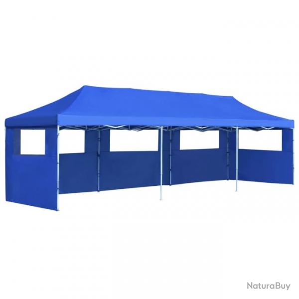 Tente de rception pliable avec 5 parois 3x9 m Bleu 44978