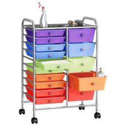 Chariot rangement mobile à 15 tiroirs XXL Multicolore Plastique 320410