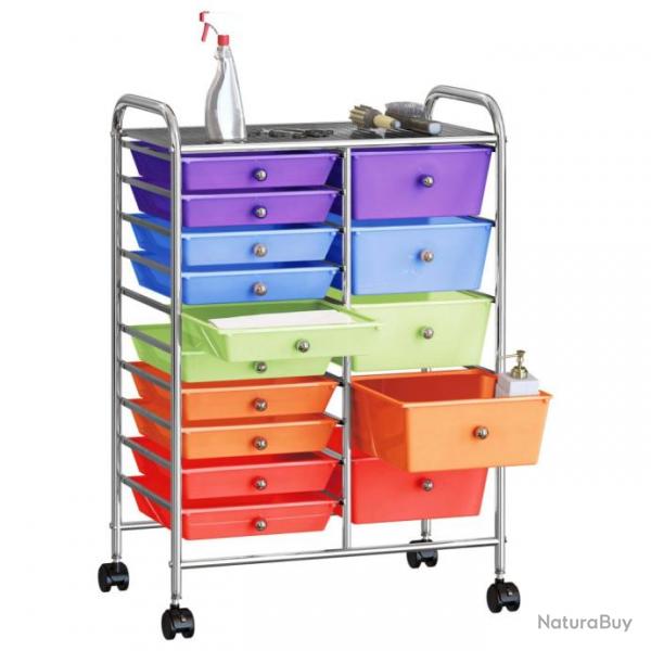 Chariot rangement mobile  15 tiroirs XXL Multicolore Plastique 320410