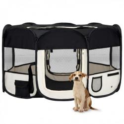 Parc pliable pour chien avec sac de transport Noir 145x145x61cm 171008