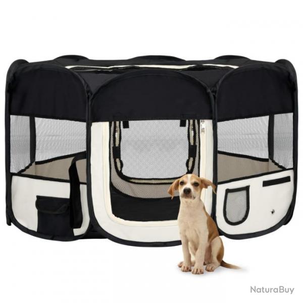 Parc pliable pour chien avec sac de transport Noir 145x145x61cm 171008