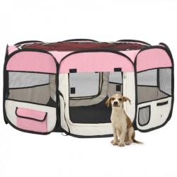 Parc pliable pour chien avec sac de transport Rose 145x145x61cm 171012