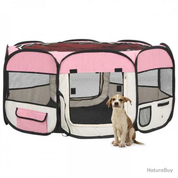 Parc pliable pour chien avec sac de transport Rose 145x145x61cm 171012