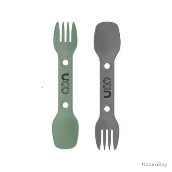 SPORK NK Lot de 2 couverts 3 en 1 cuillre-fourchette-couteau - noir et kaki