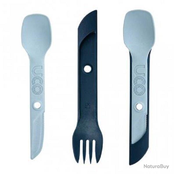 SWITCH Couverts camping cuillre (et allonge), fourchette, couteau - bleus