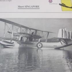 FICHE  AVIATION  TYPE  hydravion a coque    / SHORT SINGAPORE  G BRETAGNE
