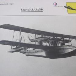 FICHE  AVIATION  TYPE  hydravion a coque    / SHORT SARAFAND  G BRETAGNE